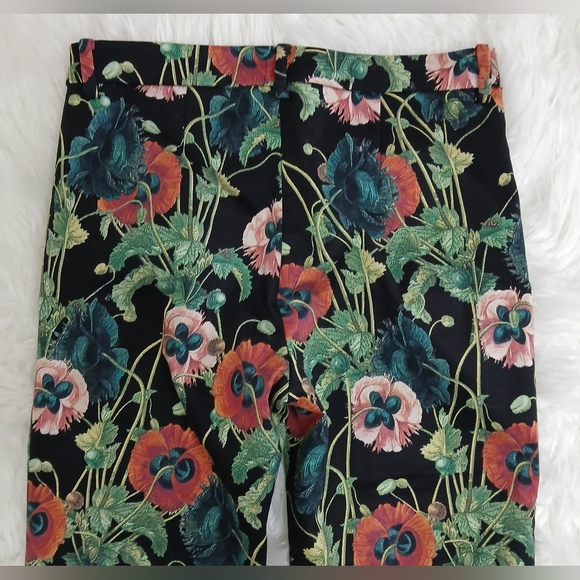 H&M Black Poppy Floral Print Trouser Pant - Picture 8 of 11